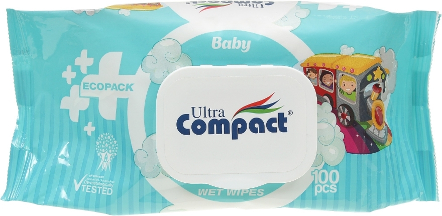 Детские влажные салфетки 100 шт. - Ultra Compact Baby Ecopack Wet Wipes — фото N1