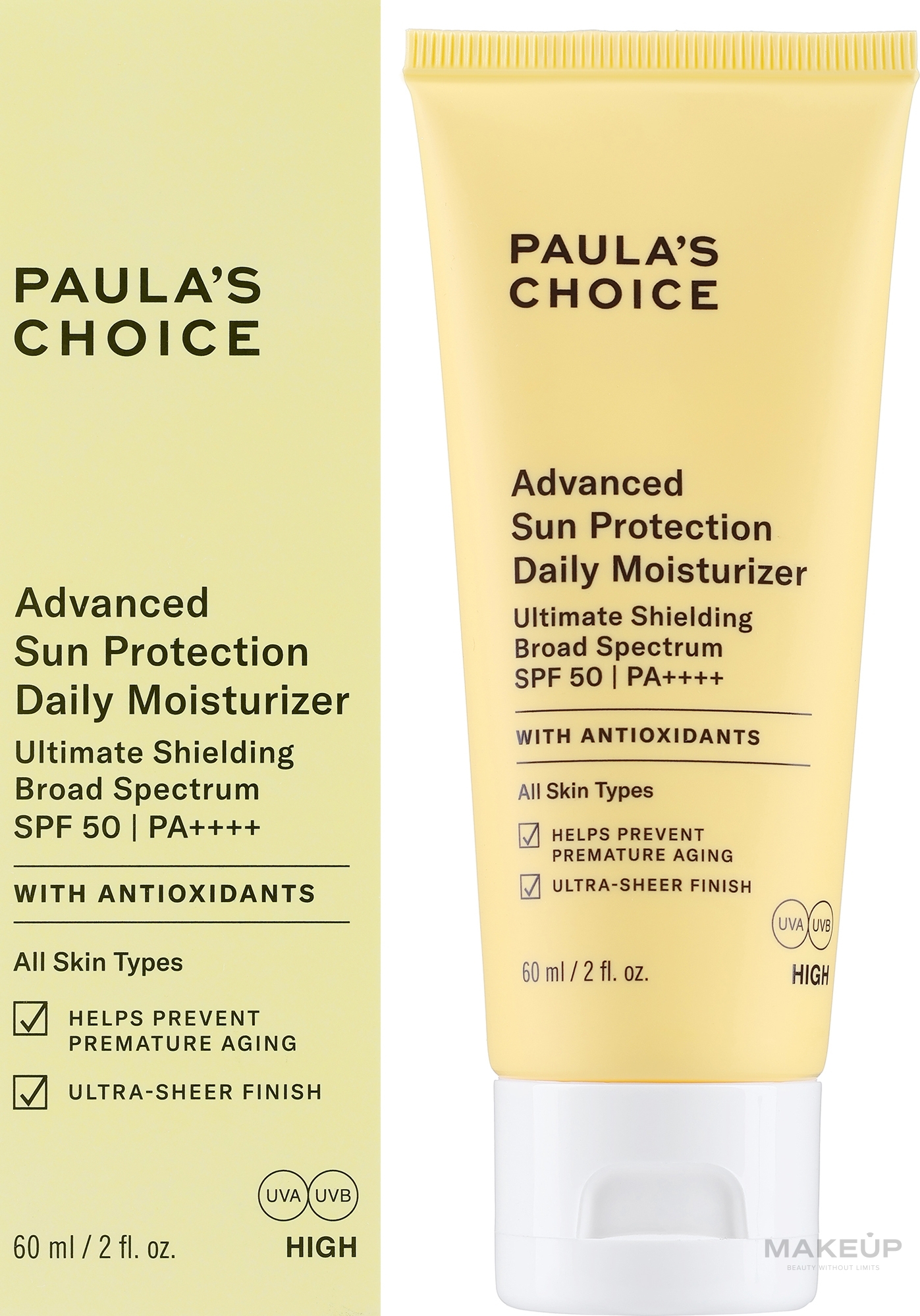 Увлажняющий солнцезащитный крем SPF 50 - Paula's Choice Advanced Sun Protection Daily Moisturizer SPF 50 PA++++ — фото 60ml