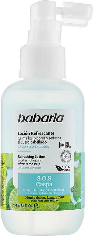 Освежающий спрей-лосьон для кожи головы - Babaria S.O.S Caspa Refreshing Lotion