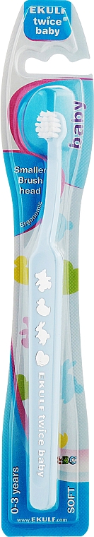 Зубная щетка для детей (0-3 лет), голубая - Ekulf Twice Baby 