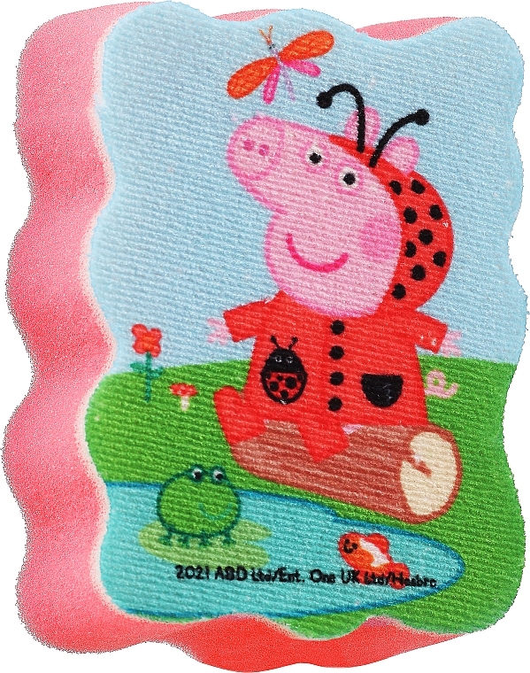 Мочалка банна дитяча "Свинка Пеппа", Пеппа в костюмі сонечка, червона - Suavipiel Peppa Pig Bath Sponge — фото N1