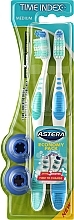 Зубна щітка з індикатором часу, бірюзова + синя - Astera Time Index Toothbrush 1+1 — фото N1