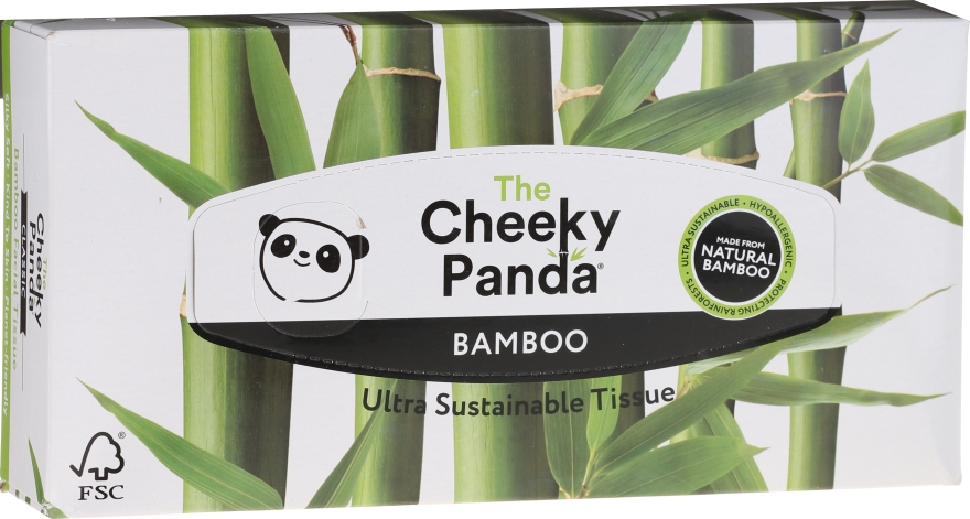 Сухие бамбуковые салфетки для лица, 80 шт - Cheeky Panda Bamboo Facial Tissue Cube — фото N1
