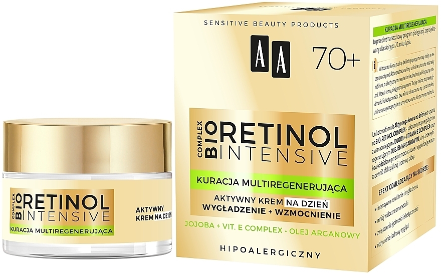 Активний денний крем для обличчя "Зміцнювальний" - AA Cosmetics Retinol Intensive 70+ Cream — фото N2