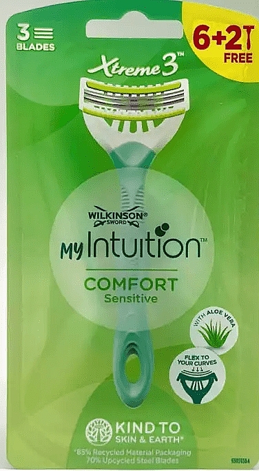 Бритва одноразовая, 8 шт. - Wilkinson Sword My Intuition Xtreme 3 Comfort Sensitive — фото N1