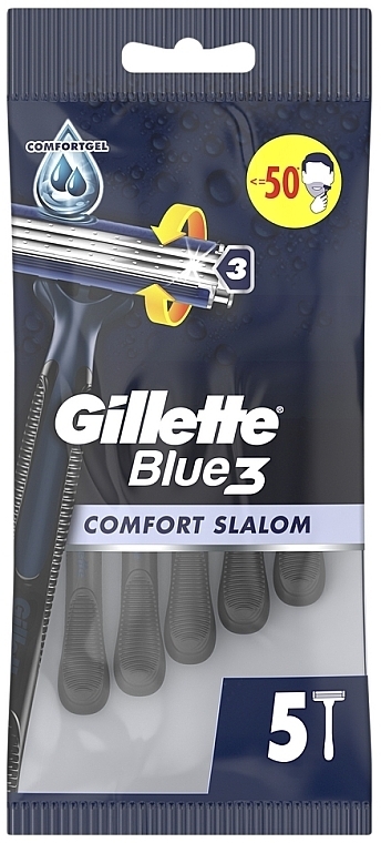 Набор одноразовых станков для бритья, 5 шт. - Gillette Blue 3 Comfort Slalom — фото N2