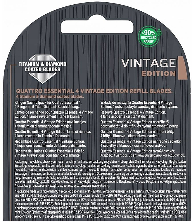 Сменные кассеты для бритья, 4 шт. - Wilkinson Sword Quattro Essential 4 Vintage Edition  — фото N2