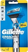 Станок для гоління з 2 змінними картриджами - Gillette Mach 3 Turbo — фото N1