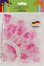 Парфумерія, косметика Шапочка для душу поліетиленова CS-04, квітка рожева - Beauty LUXURY