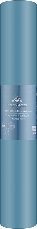 Простыни одноразовые, перфорация, 0.8м х 1.8м, 50шт, голубые - Monaco Style