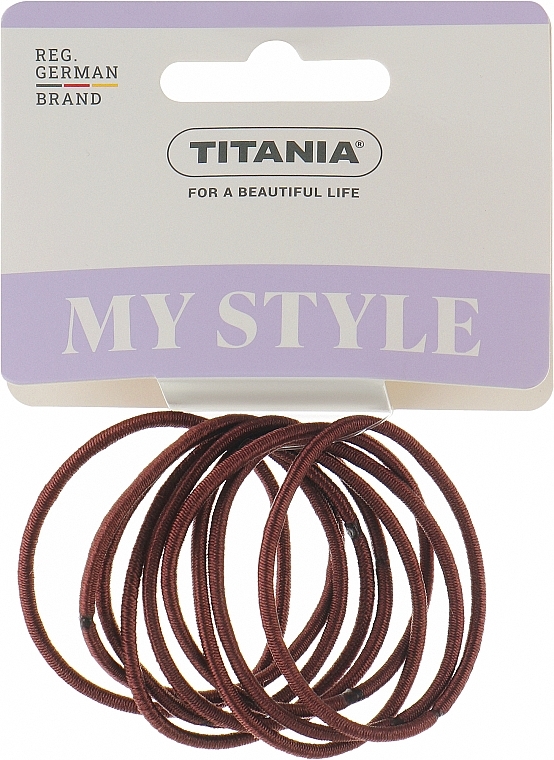 Резинки для волос, эластичный, 2 мм, 9шт, коричневый - Titania  — фото N1