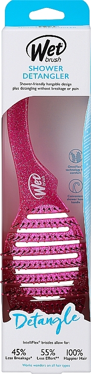 Щітка для всіх типів волосся, рожева - Wet Brush Shower Detangler Pink Glitter — фото N2