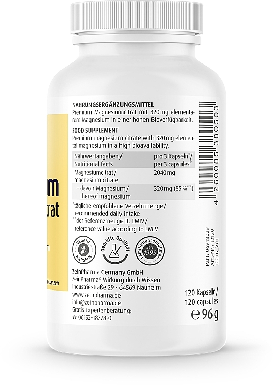 Пищевая добавка "Цитрат магния", 680 мг, капсулы - ZeinPharma Magnesium Citrate — фото N3