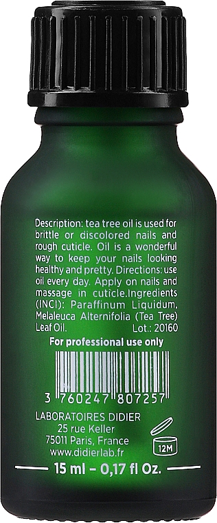Масло для ногтей и кутикулы "Масло чайного дерева" - Didier Lab Nail + Cuticle Oil Tea Tree Oil — фото N2