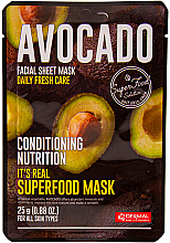 Живильна маска для обличчя з авокадо - Dermal It's Real Superfood Avocado Facial Mask — фото N1