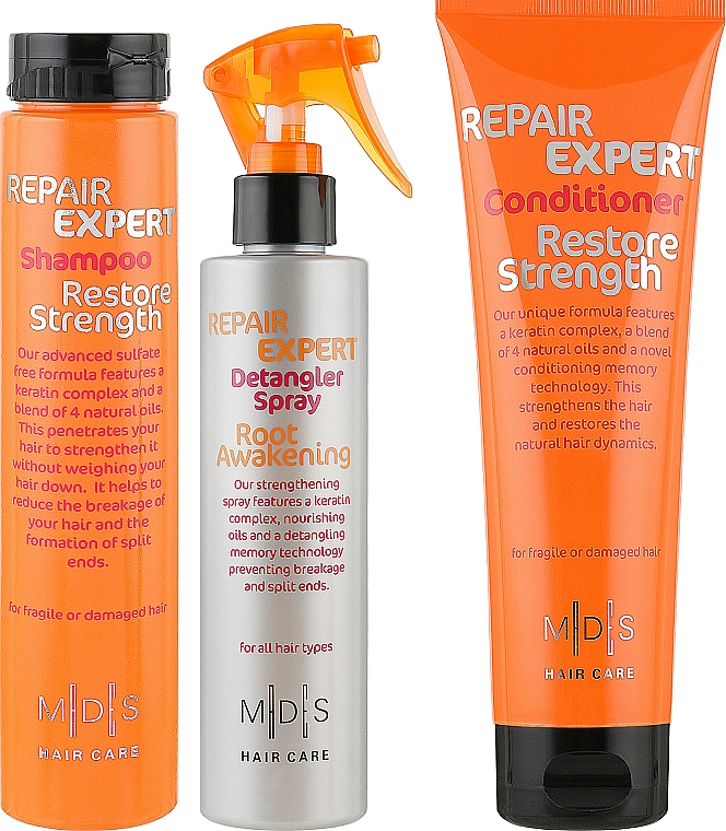 Набір "Відновлення міцності. Порятунок волосся" - Mades Cosmetics (sham/250ml + cond/250ml + spray/200ml) — фото N2