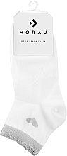 Жіночі бавовняні шкарпетки, 1 пара, біло-сірі з сердечком - Moraj — фото N1