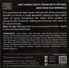 Ночной крем против старения с ретинолом и минералами Мертвого моря - Dead Sea Collection Retinol Anti Aging Night Cream  — фото N3