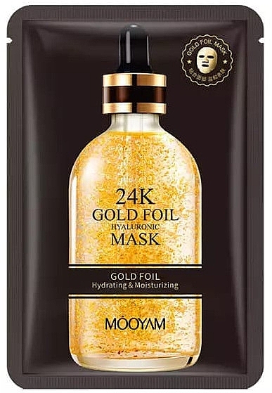 Зволожувальна маска для обличчя з гіалуроновою кислотою та 24-каратним золотом - Mooyam 24K Gold Foil Hyaluronic Mask — фото N1