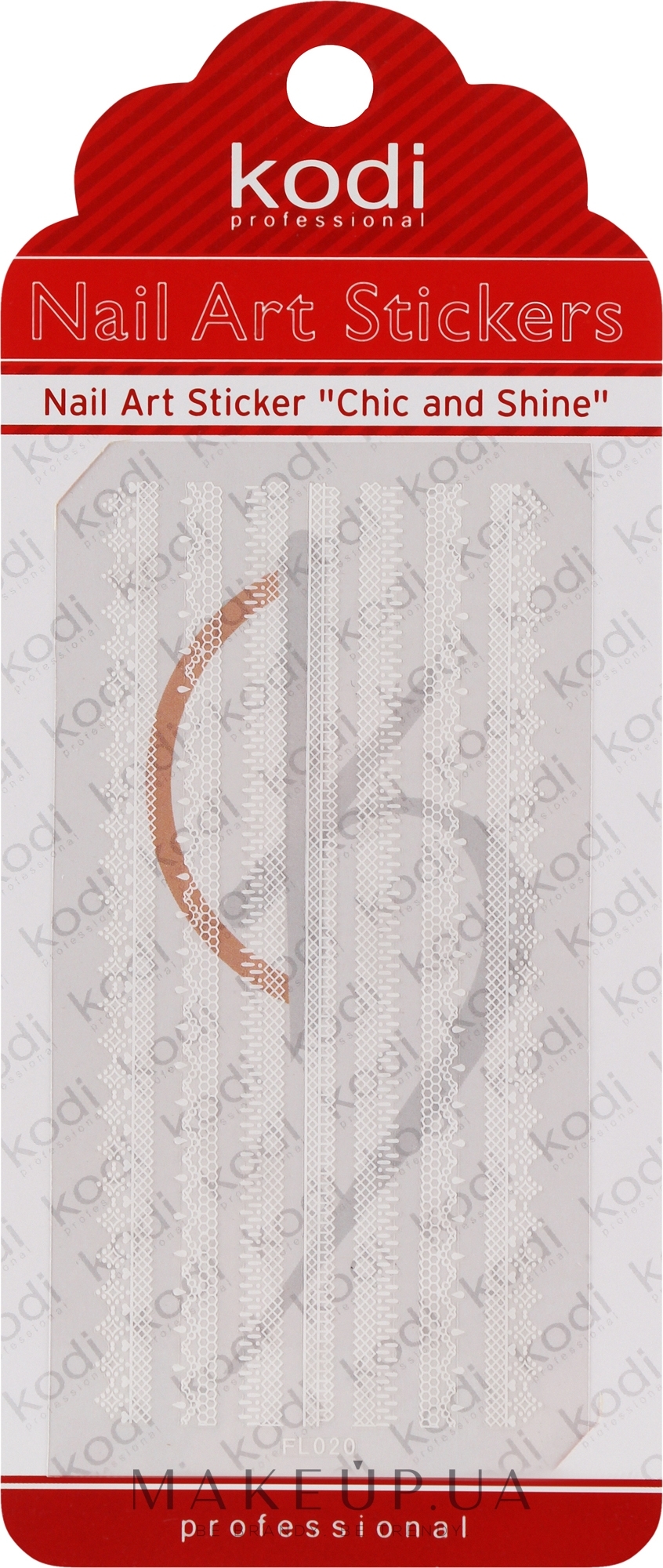 Наклейка для дизайна ногтей - Kodi Professional Nail Art Stickers FL020 — фото White