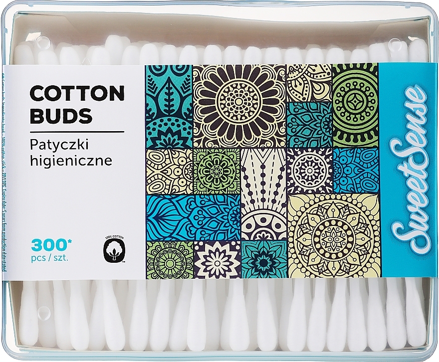 Ватные палочки в прямоугольной коробке, 300 шт - Cleanic SweetSense Cotton Buds — фото N1