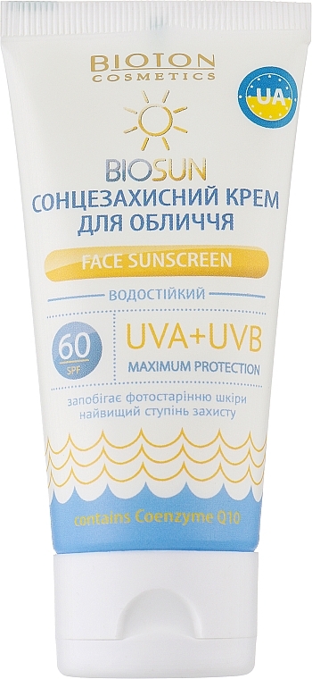 Сонцезахисний крем для обличчя SPF 60 - Bioton Cosmetics BioSun — фото N1