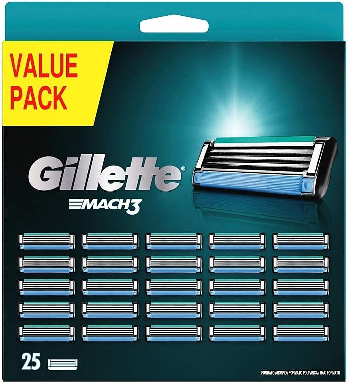 Змінні касети для гоління, 25 шт. - Gillette Mach3 — фото N1