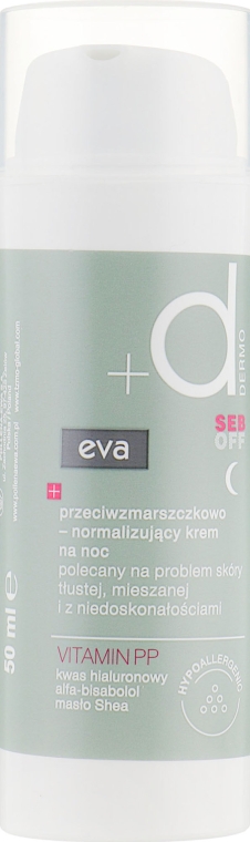 Нічний нормалізувальний крем для обличчя проти зморшок - Eva Dermo Seb Off Anti-Wrinkle Night Cream — фото N2