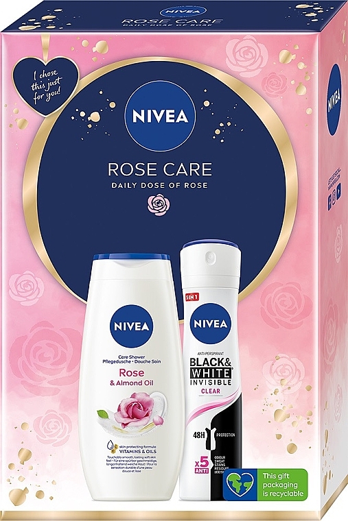 Набор - Nivea Rose Care Set (sh/gel/250ml + deo/150ml) — фото N1