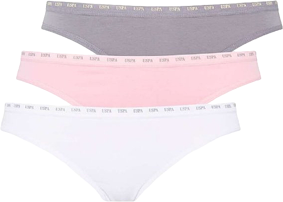 Трусики бріфи, 3 шт., (pink + white+grey) - U.S. Polo Assn. — фото N1