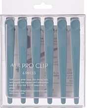 Затискачі для волосся, 6 шт., сірі - Aivil Pro Clip Ice Grey — фото N1