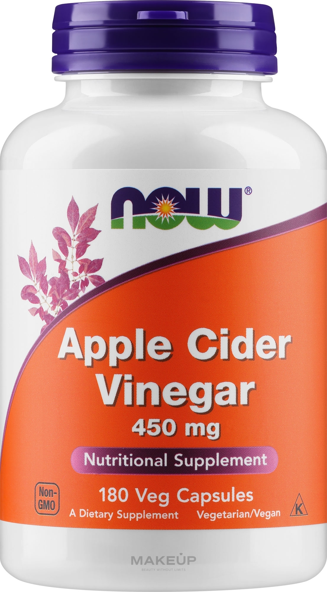 Харчова добавка "Яблучний оцет", 450 мг - Now Foods Apple Cider Vinegar — фото 180шт