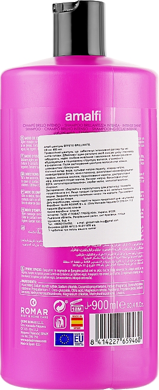 Шампунь профессиональный с протеинами шелка "Блеск и яркость" - Amalfi Shampoo — фото N2