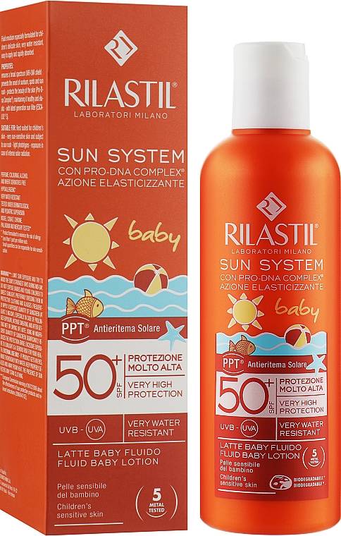 Ультра-легкий солнцезащитный лосьон для тела с SPF 50 для детей - Rilastil Sun System PPT SPF50+ Baby Fluido — фото N2