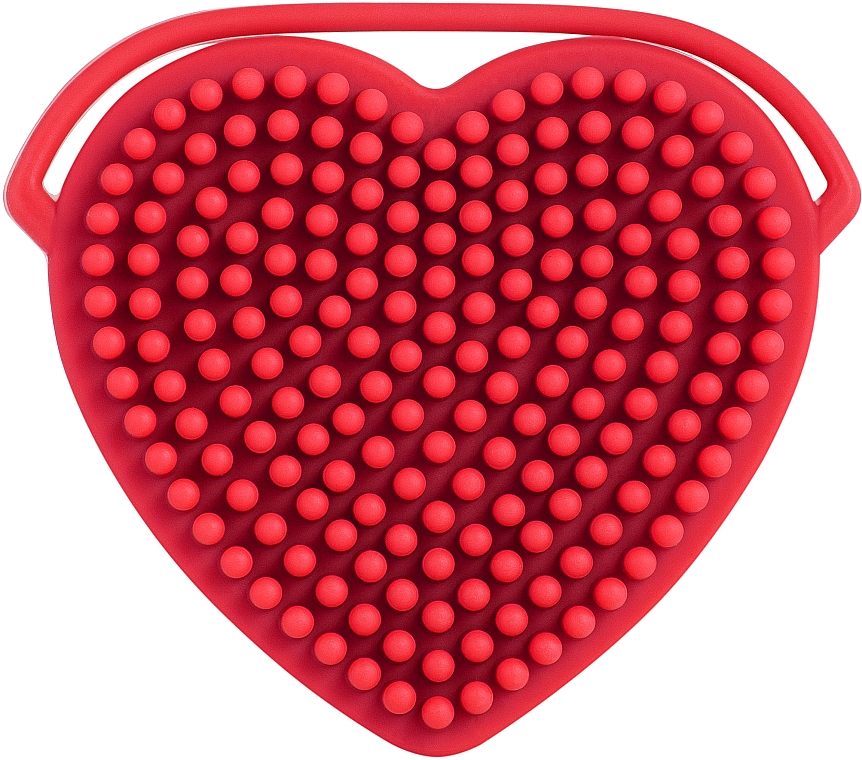 Спонж силиконовый для умывания и массажа, PF-59, сердце, красный - Puffic Fashion