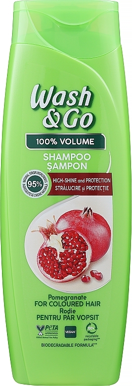 Шампунь з екстрактом граната для фарбованого волосся - Wash&Go 100 % Volume Shampoo — фото N1