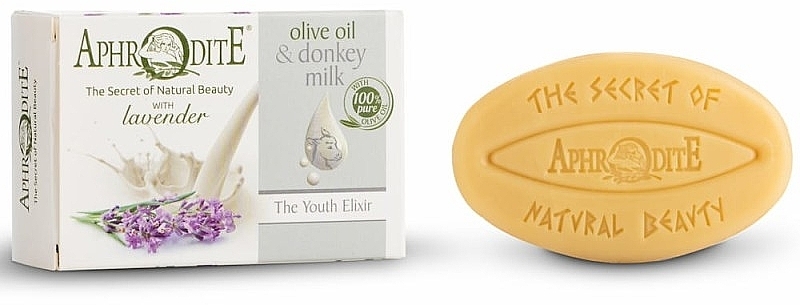 Оливкове мило з молоком ослиці і ароматом лаванди "Еліксир молодості" - Aphrodite Advanced Olive Oil & Donkey Milk — фото N1