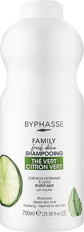 Шампунь для нормальных волос с лаймом и зеленым чаем - Byphasse Family Fresh Delice Shampoo