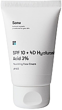 Питательный крем для лица с фактором защиты SPF 10 и гиалуроновой кислотой - Sane SPF10 + 4D Hyaluronic Acid 3% Nourishing Face Cream pH 6.5 — фото N1