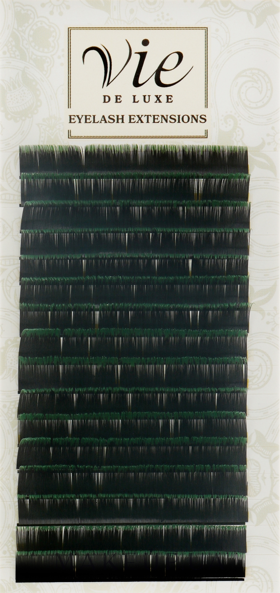 Ресницы в ленте черно-зеленые B 0,15/10 - Vie de Luxe — фото 1уп