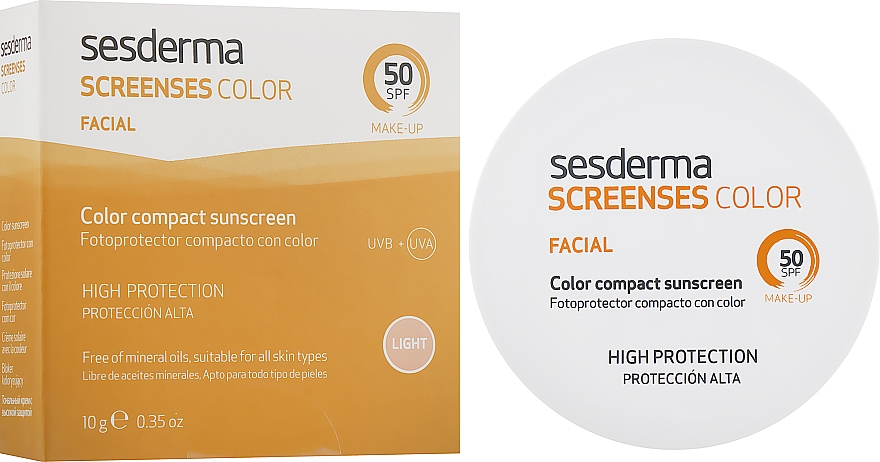 Сонцезахисний тональний крем, світлий - SesDerma Laboratories Screen Ses Compact SPF 50 Light — фото N3