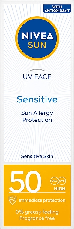 Солнцезащитный крем для лица, для чувствительной кожи - NIVEA Sun Sensitive Skin SPF50 High — фото N1
