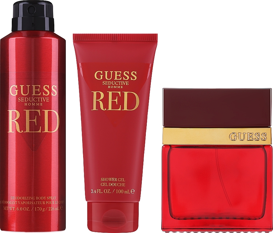 Guess Seductive Red Homme - Набор (edt/100 ml + deo/226 ml + sh/gel/200 ml + bag/1pc) — фото N1