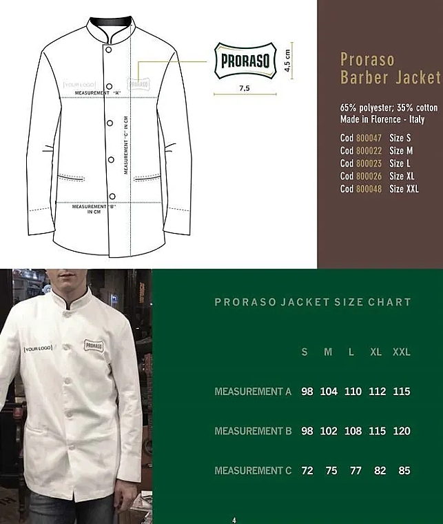 Уніформа для барбера, розмір S - Proraso Barber Jacket Size S — фото N3