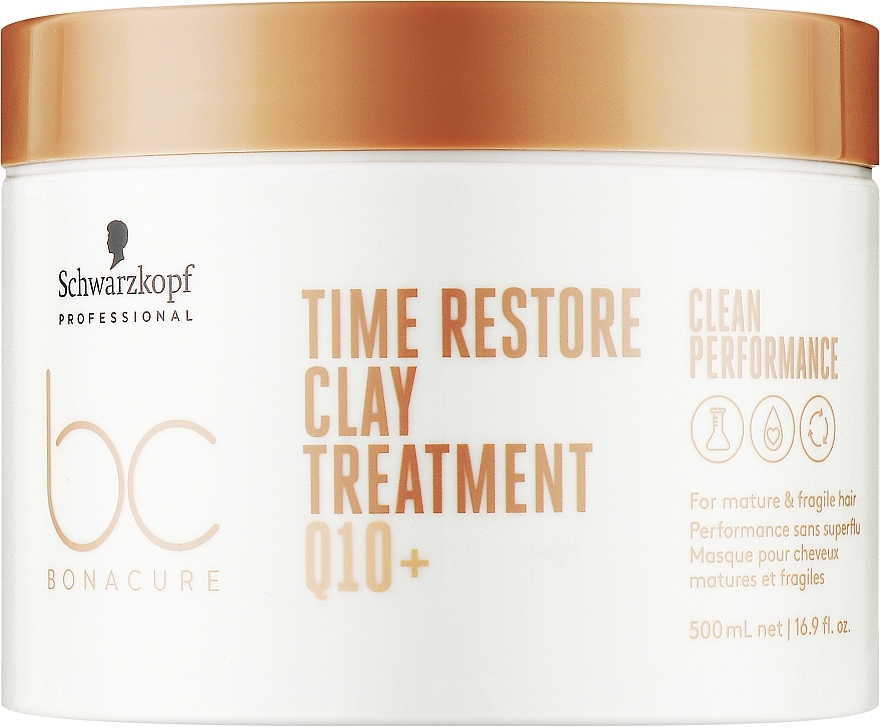 Маска для волос - Schwarzkopf Professional Bonacure Time Restore Clay Treatment Q10+ — фото N2