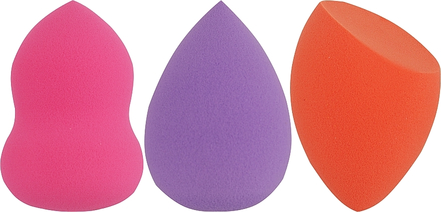 Набор спонжей для макияжа Beauty Blende (Капля, Срез, Фигурный), оранжевый+розовый+сиреневый - Puffic Fashion PF-232 — фото N1