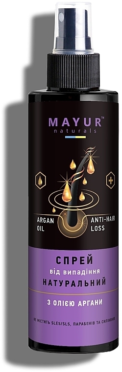 Спрей натуральный от выпадения волос с арганой - Mayur