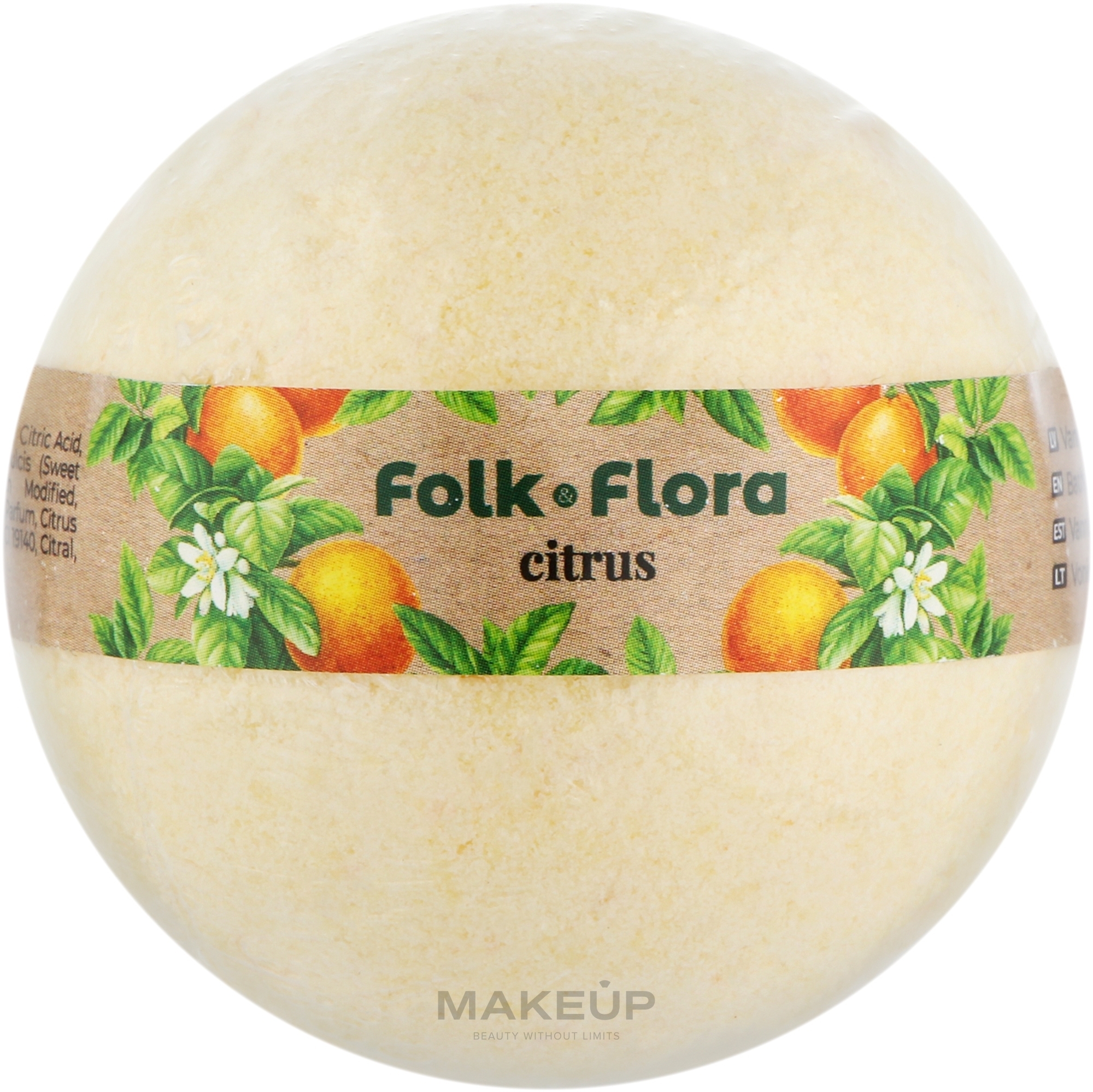 Бомбочка для ванны "Цитрус" - Folk&Flora Bath Bombs — фото 130g