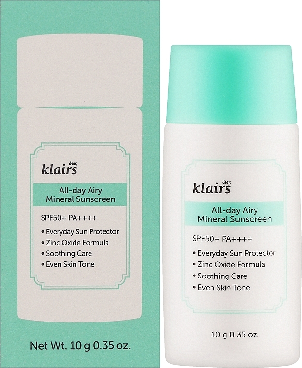 М’який мінеральний сонцезахисний крем - Klairs All-day Airy Mineral Sunscreen (міні) — фото N2