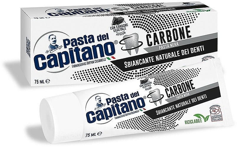 Зубная паста с активированным углем - Pasta Del Capitano Charcoal — фото N1